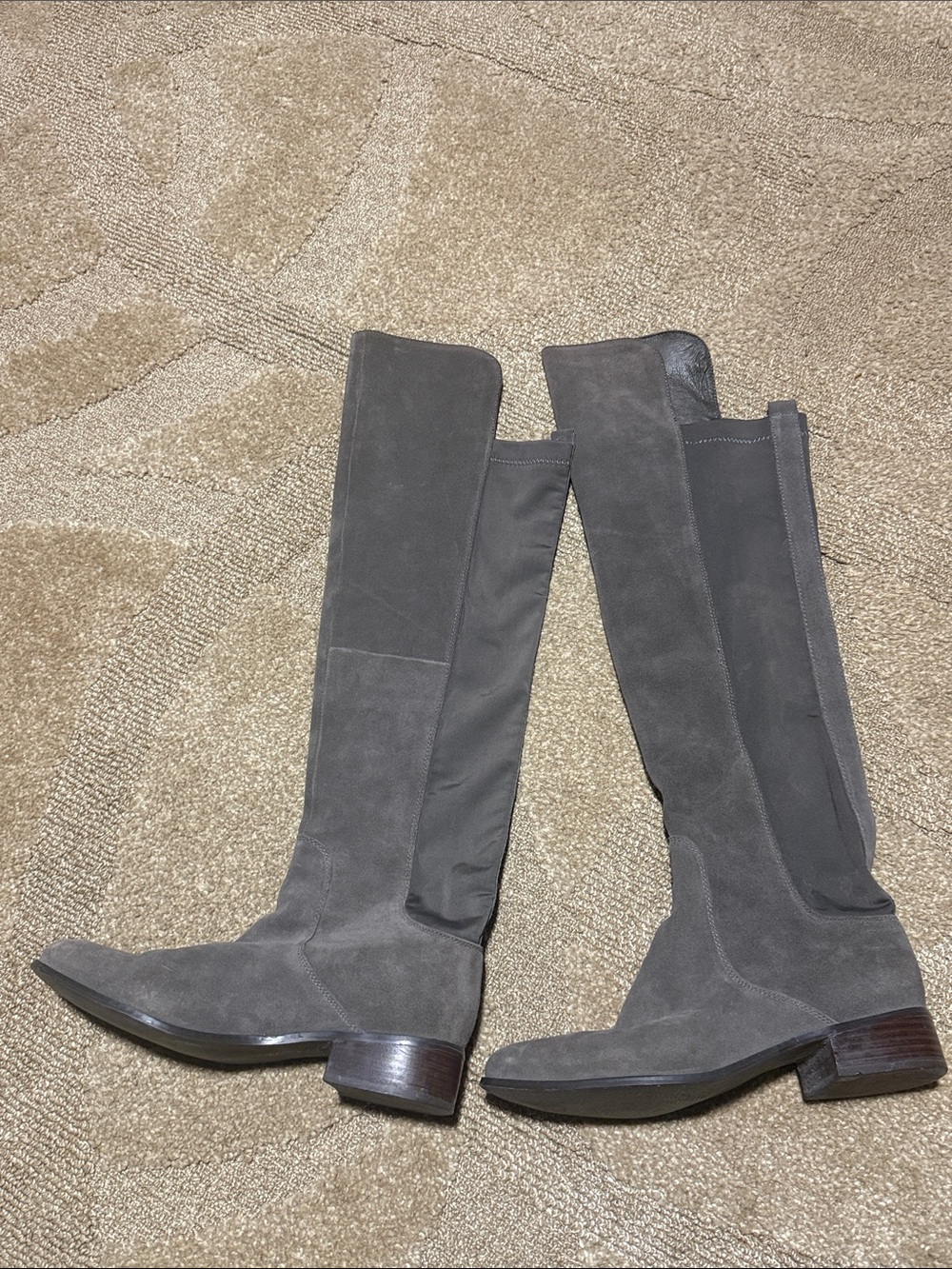 Charles by Charles David Gray Leather Stretch Knee High Boots Size 10M